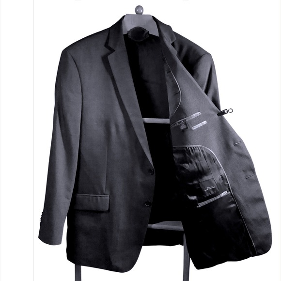 Marc Anthony Mens 46R Charcoal Gray Wool Silk Blend Blazer Sport Coat Jacket - Picture 1 of 8